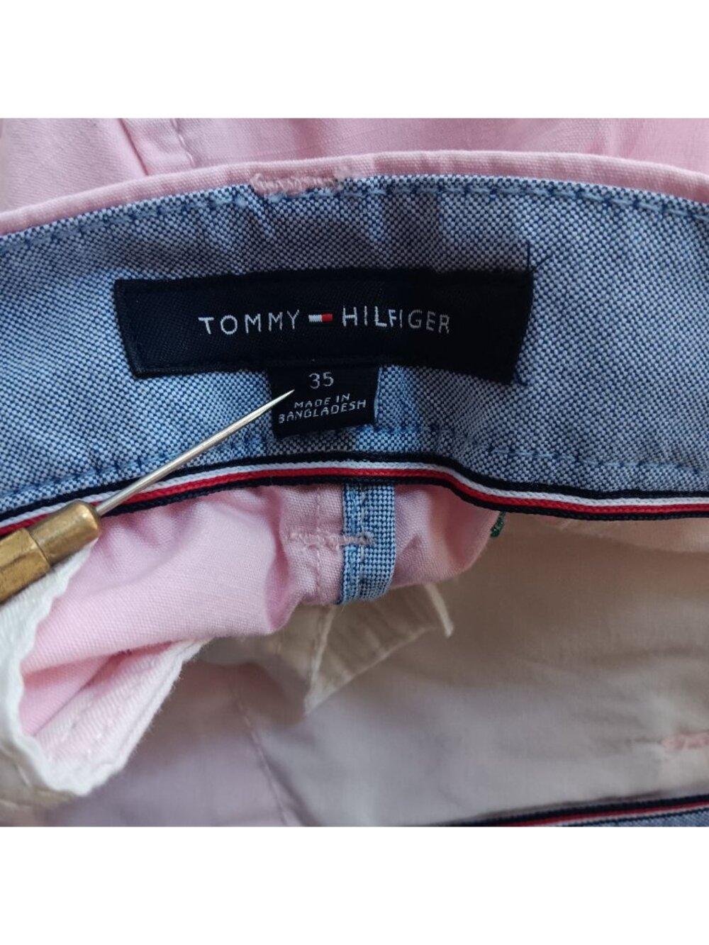 Tommy Hilfiger Palm Tree Men's Golf Shorts 35 35W Embroidered Pink Cotton